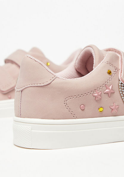 Little Missy Embellished Sneakers with Hook and Loop Closure