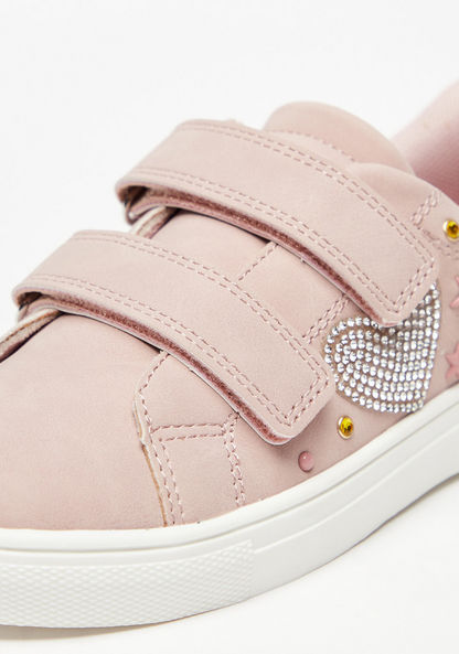 Little Missy Embellished Sneakers with Hook and Loop Closure