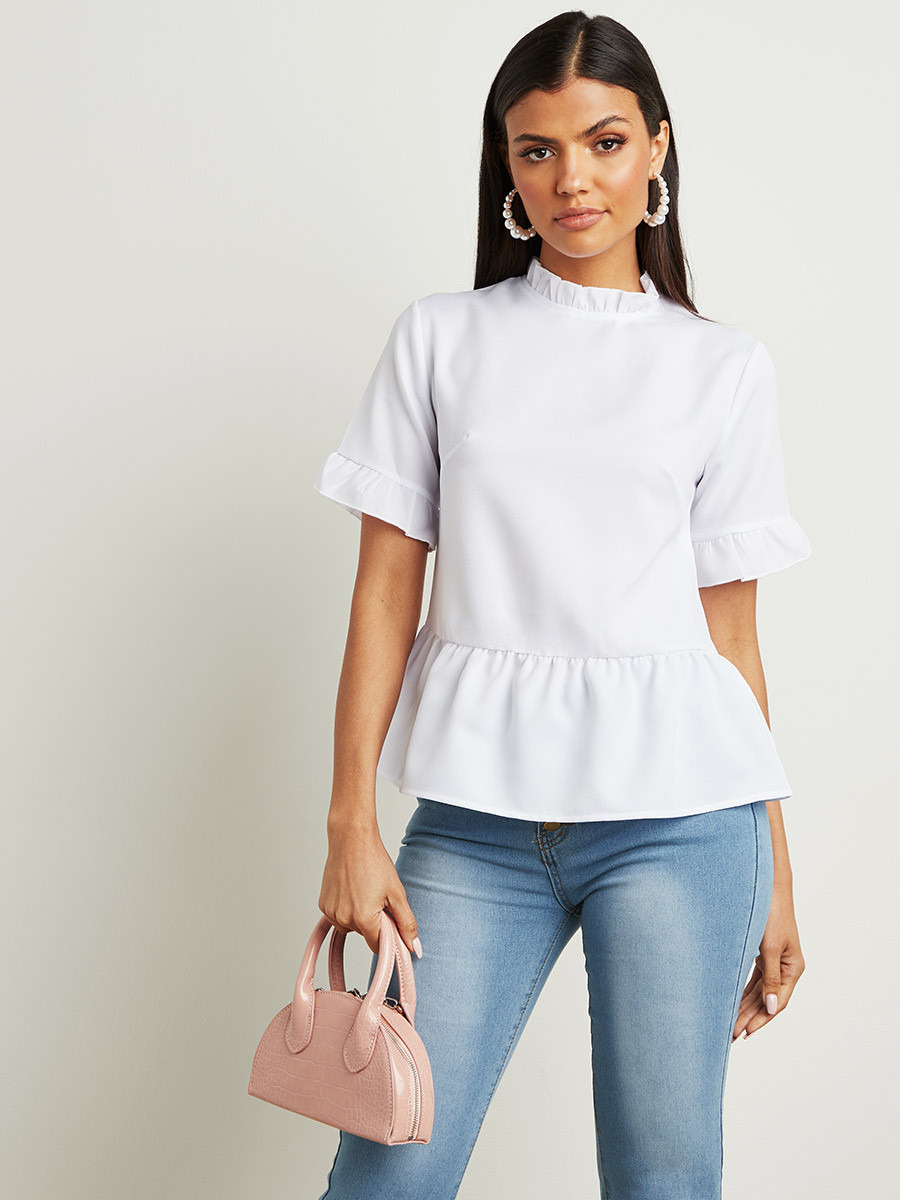 Styli High Ruffle Neck Peplum Top-women-clothing-shirtsandblouses-blouses-image-1