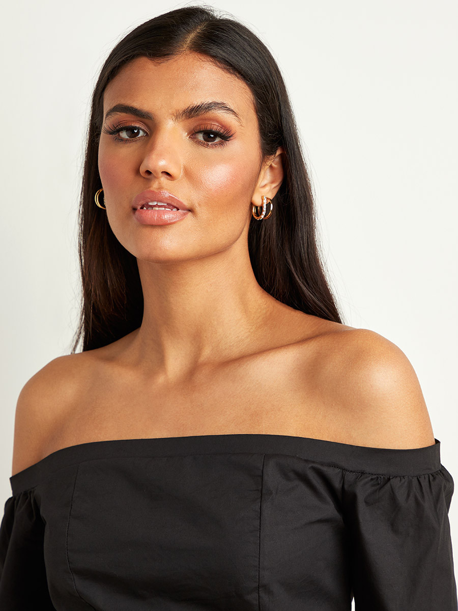 بلوزة قصيرة بتصميم مشد مع أكمام طويلة من ستايلي-women-clothing-shirtsandblouses-blouses-image-3
