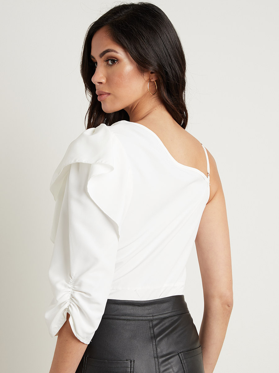 Styli Frill One Shoulder Bodysuit with Zipper Closure-women-clothing-tshirts-image-4