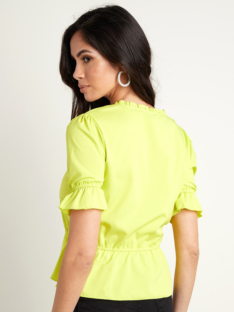Styli Solid V Neck Elasticised Waist Top-women-clothing-shirtsandblouses-blouses-image-3