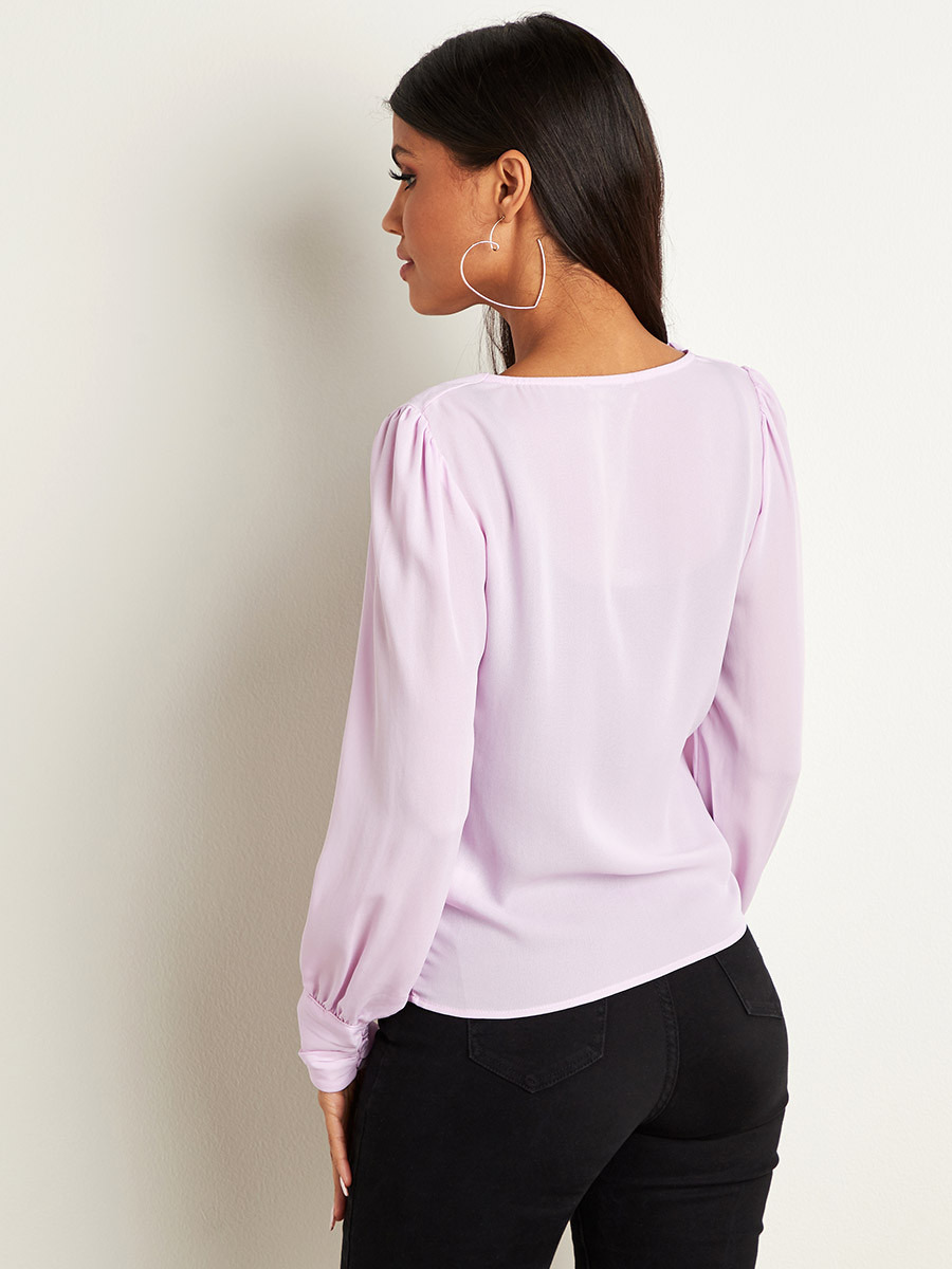 Styli Plain Cowl Neck Long Sleeves Top-women-clothing-shirtsandblouses-blouses-image-3