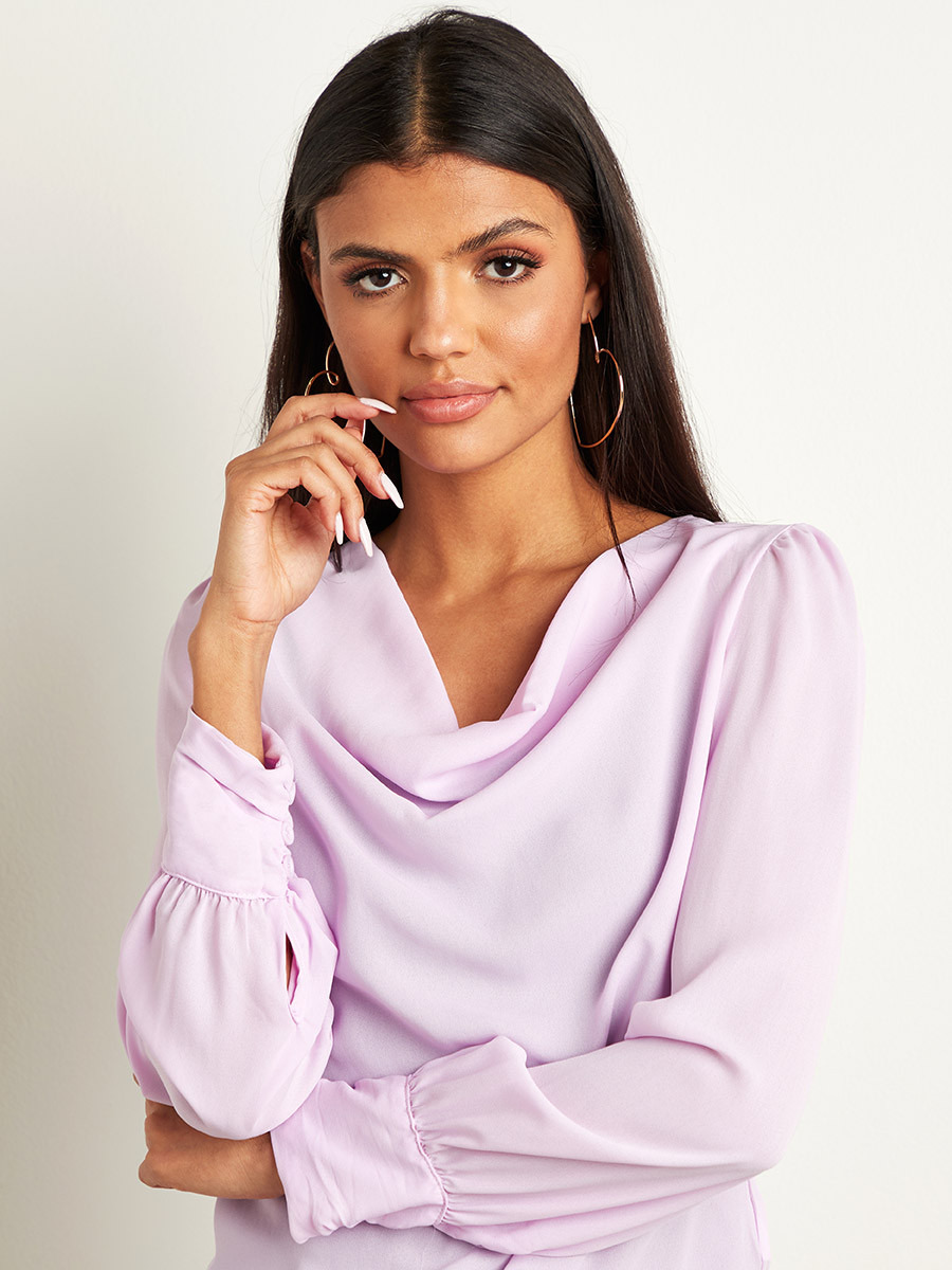 Styli Plain Cowl Neck Long Sleeves Top-women-clothing-shirtsandblouses-blouses-image-4
