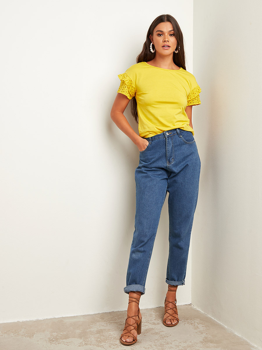 تيشيرت بكشكش وأكمام قصيرة من ستايلي-women-clothing-tshirts-image-3