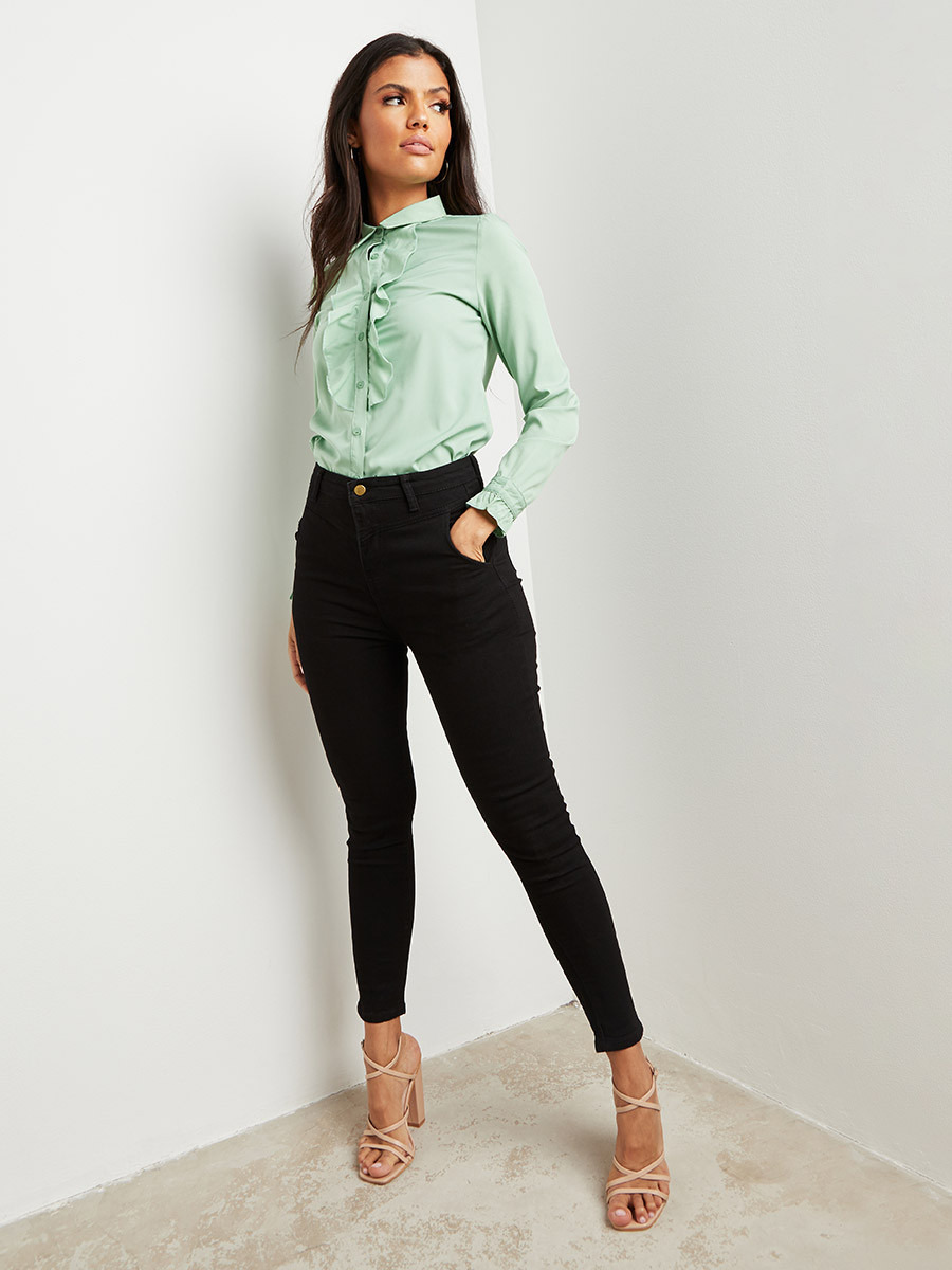 Styli Frill Front Detail Shirt with Long Sleeves-women-clothing-shirtsandblouses-blouses-image-2