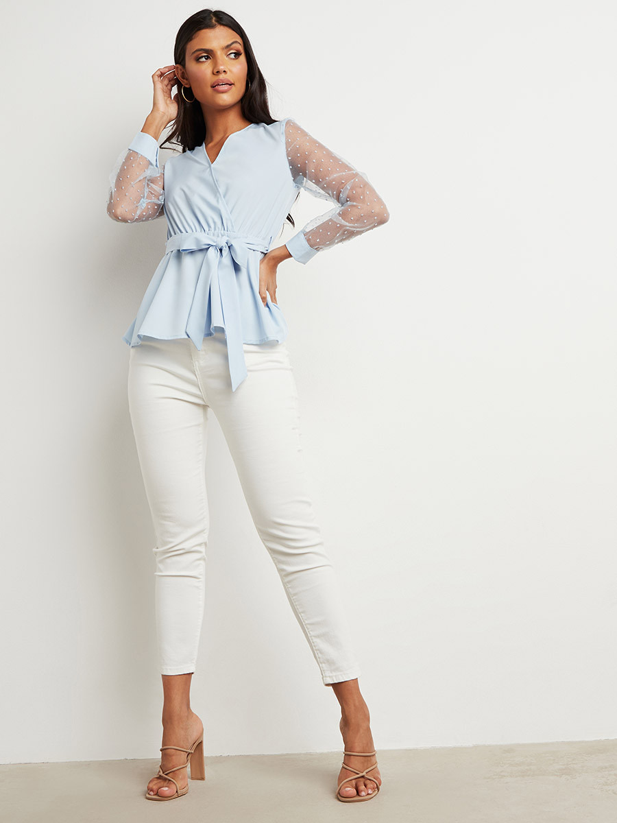 بلوزة بأكمام دانتيل شفافة من ستايلي-women-clothing-shirtsandblouses-blouses-image-2