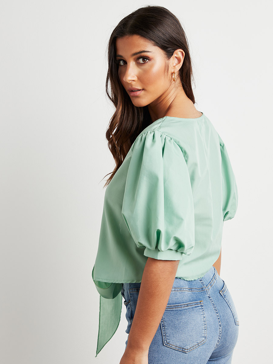 بلوزة بأزرار أمامية وأكمام منفوخة من ستايلي-women-clothing-shirtsandblouses-blouses-image-3