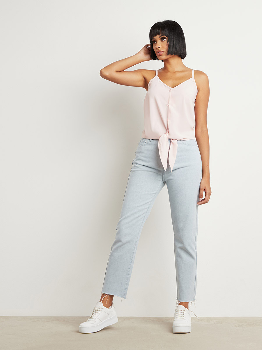 بلوزة بحمالات رفيعة وربطة أمامية من ستايلي-women-clothing-tshirts-image-2