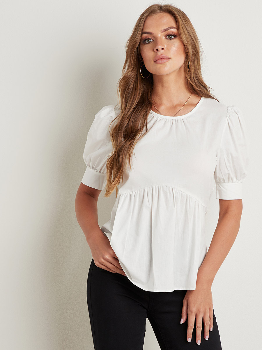 بلوزة سادة بكشكش من ستايلي-women-clothing-shirtsandblouses-blouses-image-1