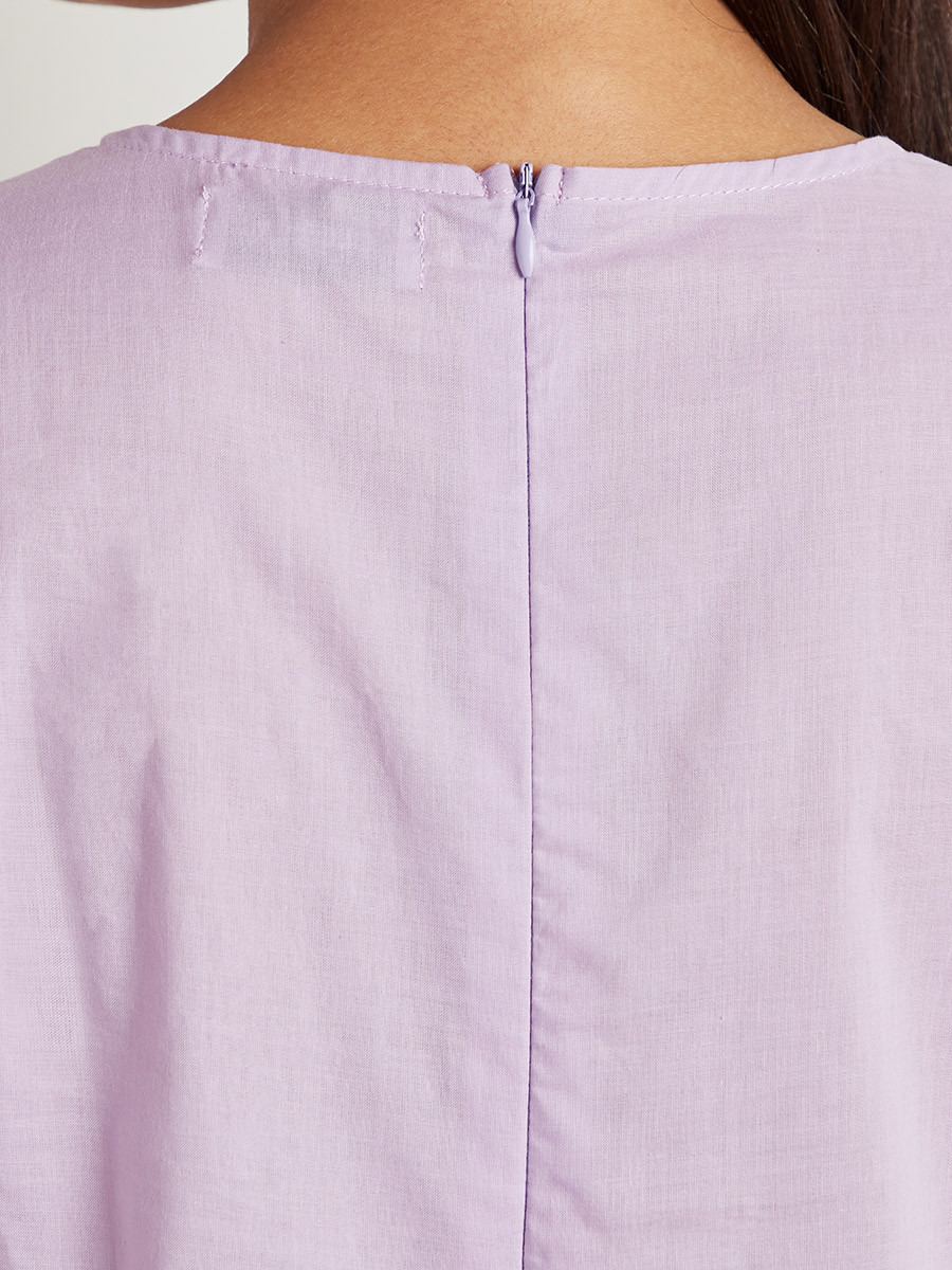 Styli Solid Gathered Detail Top with 3/4 Sleeves-women-clothing-shirtsandblouses-blouses-image-5