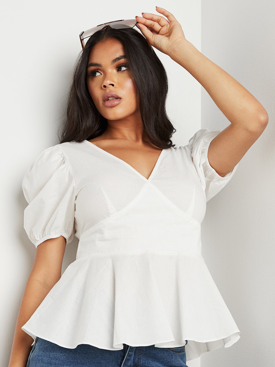 بلوزة بقصة واسعة وأكمام قصيرة من ستايلي-women-clothing-shirtsandblouses-blouses-image-1