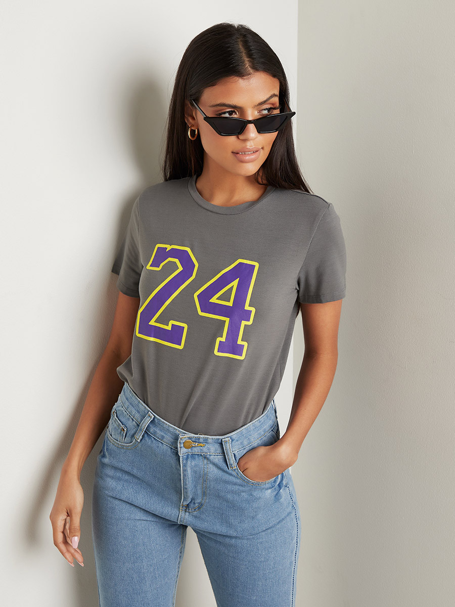 تيشيرت مطبوع بأكمام قصيرة من ستايلي-women-clothing-tshirts-image-1