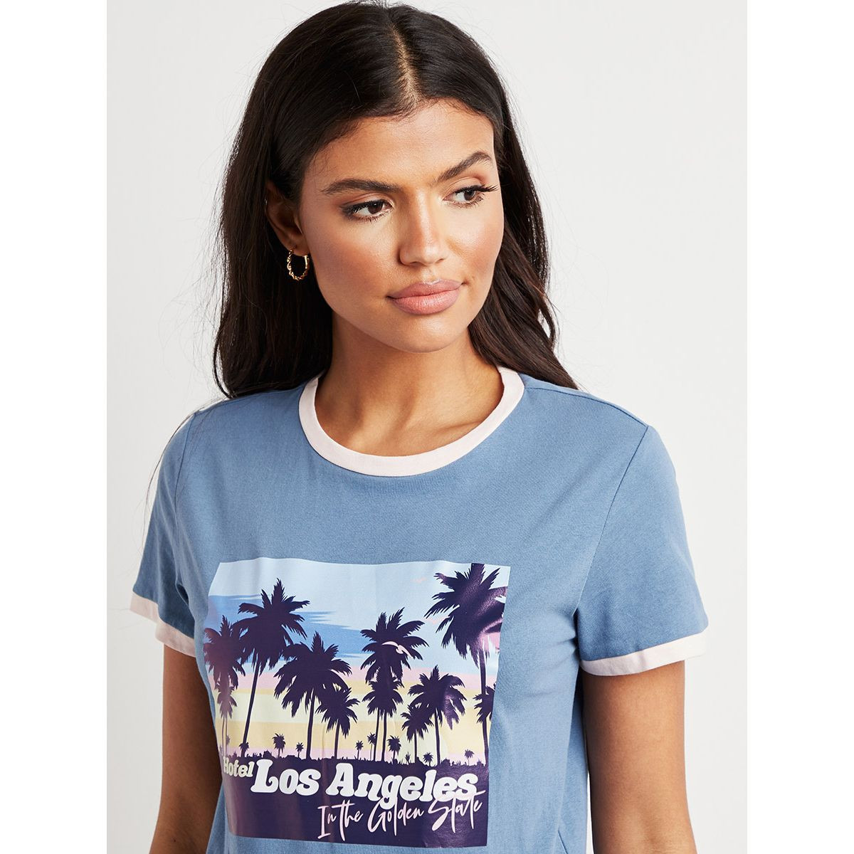 تيشيرت مطبوع بأكمام قصيرة من ستايلي-women-clothing-tshirts-image-5