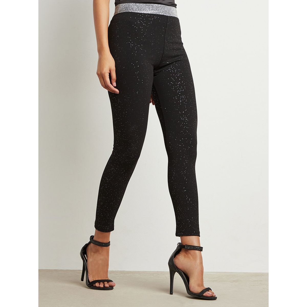 ليقنز بخصر مطاطي لامع من ستايلي-women-clothing-bottoms-leggings-image-1