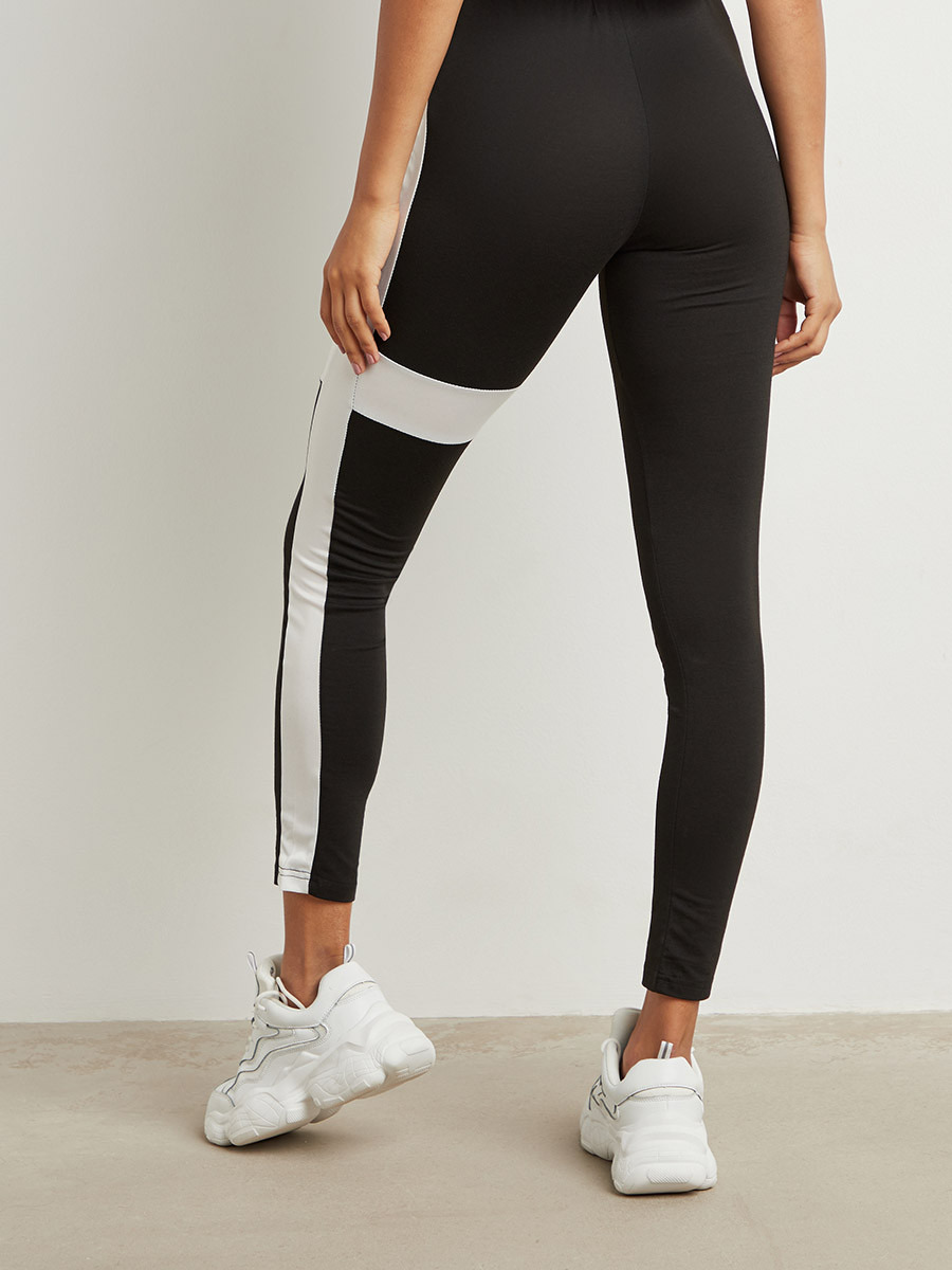 Styli Contrast T-Striped Elasticated Waistband Leggings-women-clothing-leggings-image-3