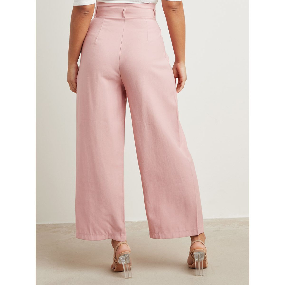 بنطلون سادة بأرجل واسعة وحزام من ستايلي-women-clothing-trousers-image-3