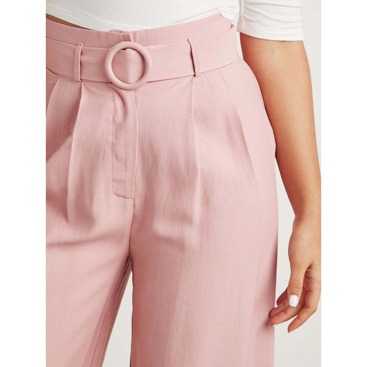 بنطلون سادة بأرجل واسعة وحزام من ستايلي-women-clothing-trousers-image-4