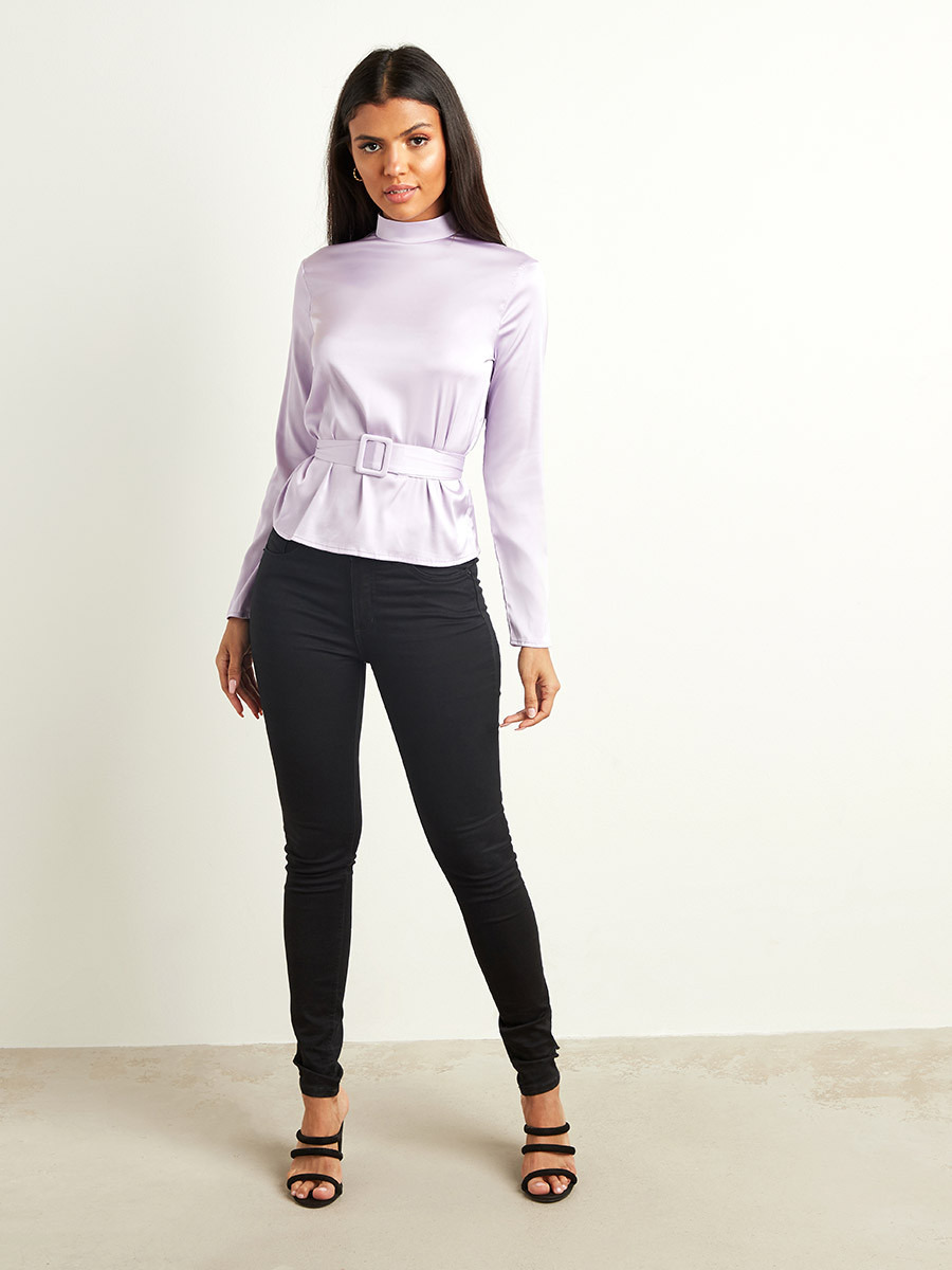بلوزة بأكمام طويلة وحزام خصر من ستايلي-women-clothing-shirtsandblouses-blouses-image-2
