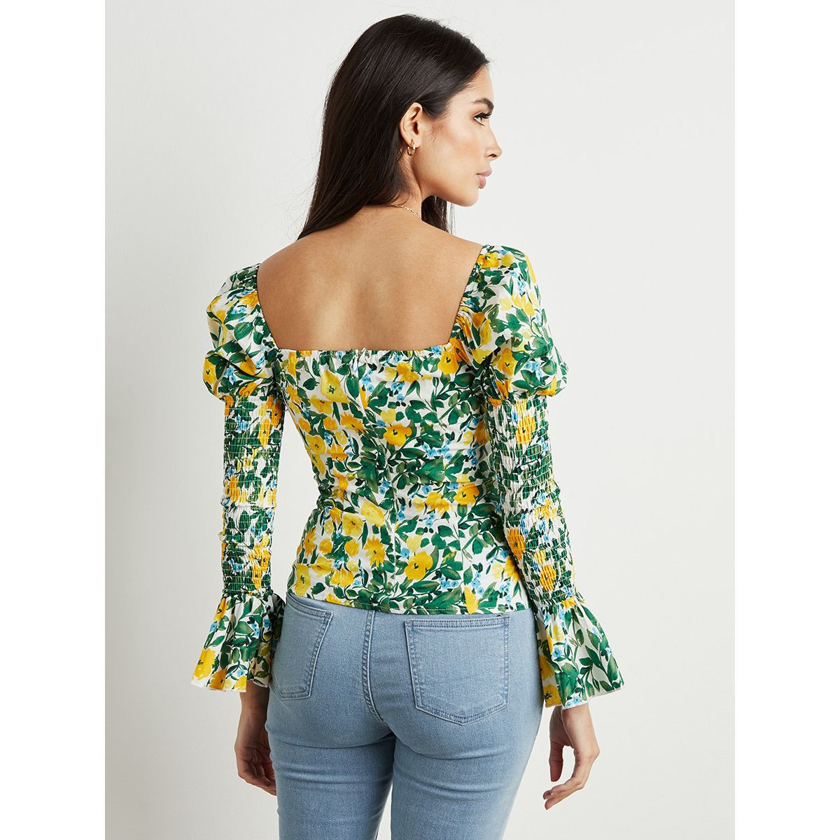 بلوزة مطبوعة بتفاصيل مزمومة من ستايلي-women-clothing-shirtsandblouses-blouses-image-5