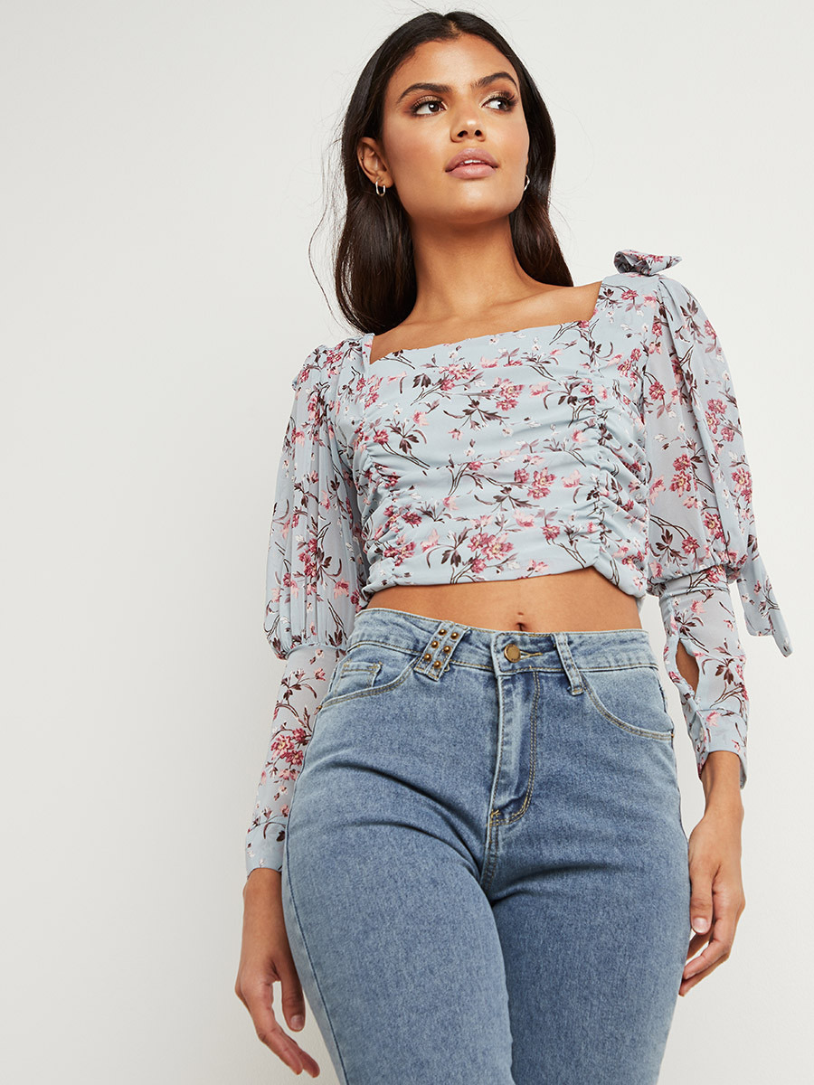 Styli Floral Print Tie Up Shoulder Crop Top-women-clothing-shirtsandblouses-blouses-image-1