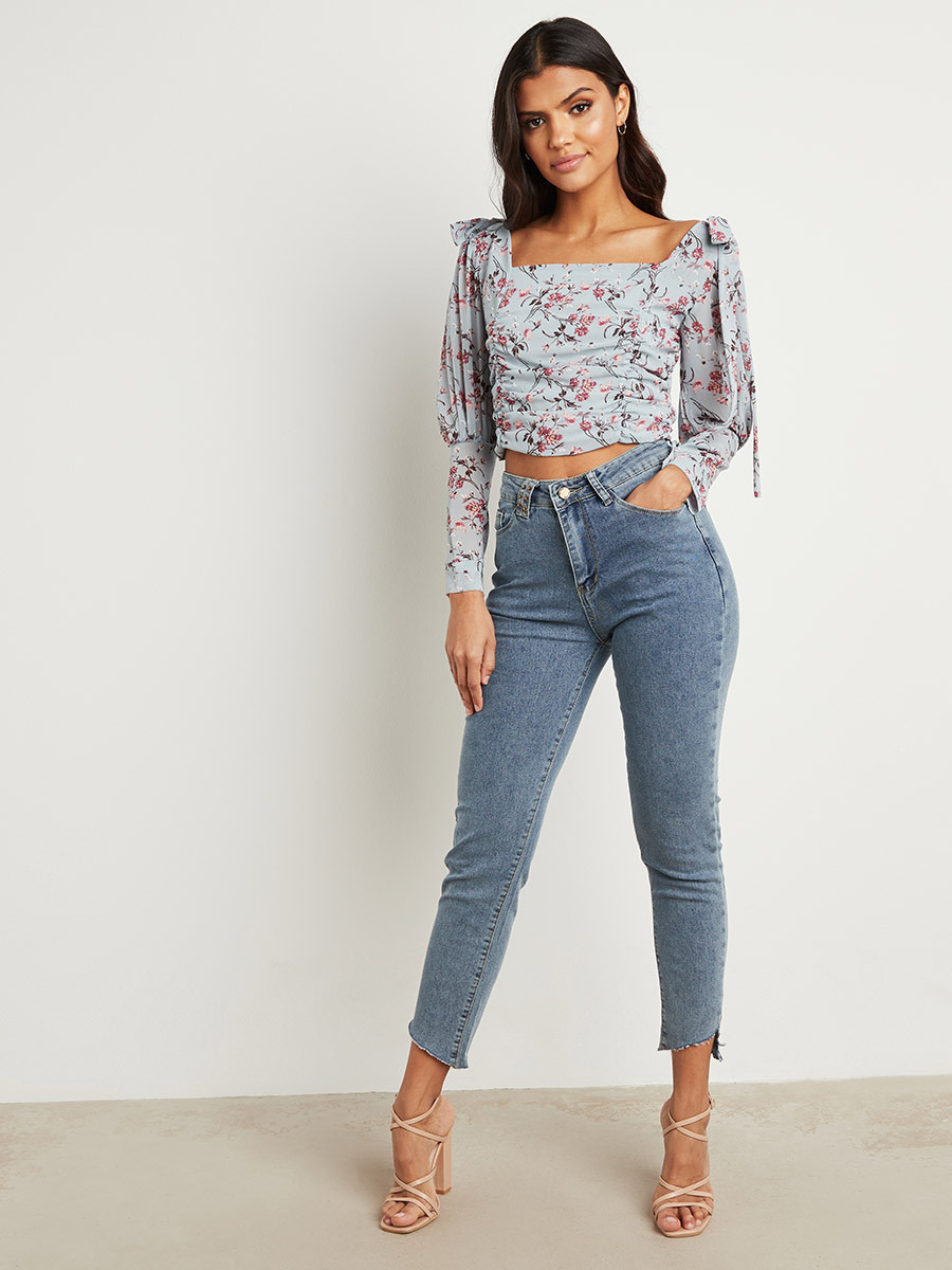 Styli Floral Print Tie Up Shoulder Crop Top-women-clothing-shirtsandblouses-blouses-image-2
