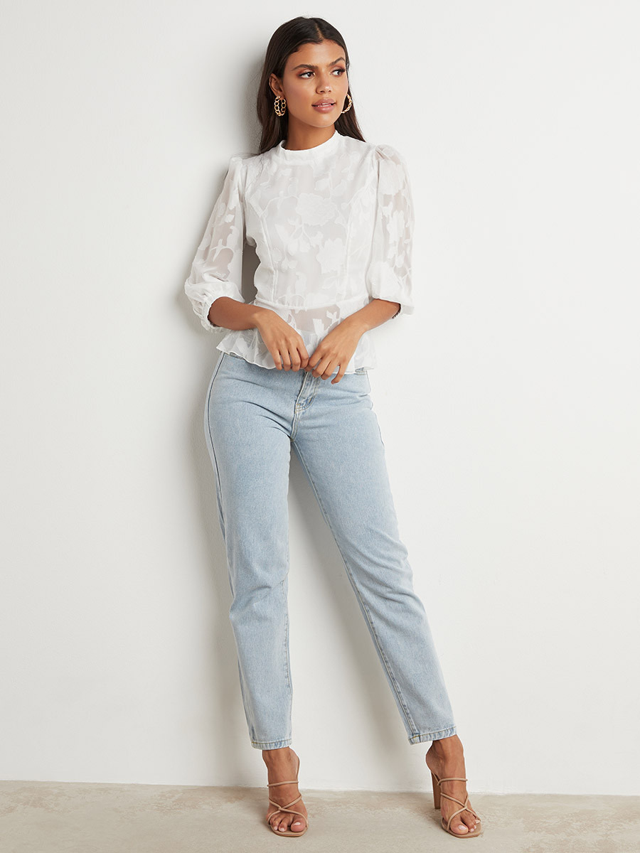 بلوزة منفوخة بتفاصيل دانتيل من ستايلي-women-clothing-shirtsandblouses-blouses-image-2