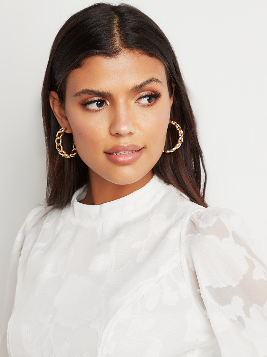 بلوزة منفوخة بتفاصيل دانتيل من ستايلي-women-clothing-shirtsandblouses-blouses-image-3