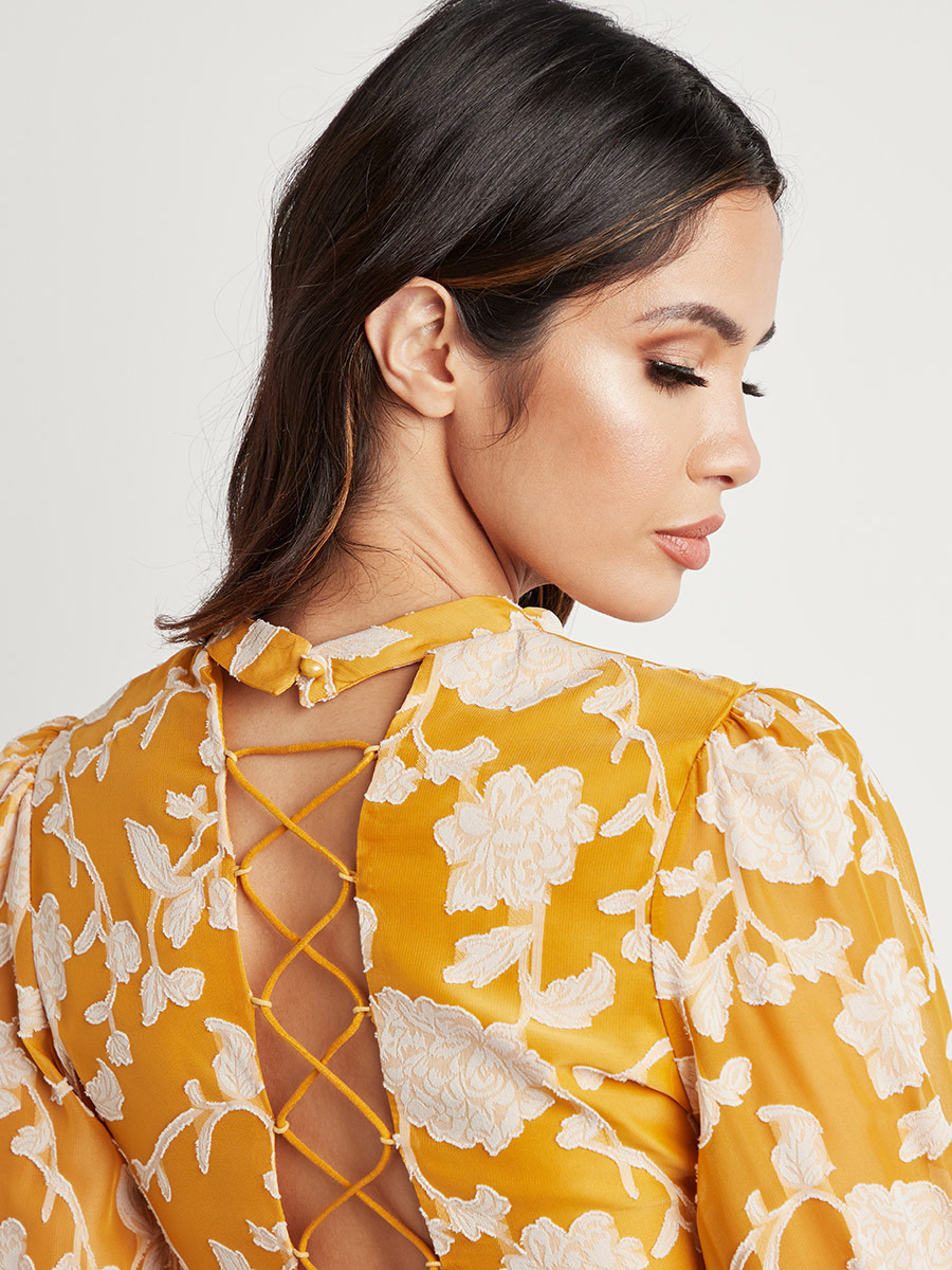 Styli Jacquard Floral Lace Up Back Peplum Top-women-clothing-shirtsandblouses-blouses-image-4