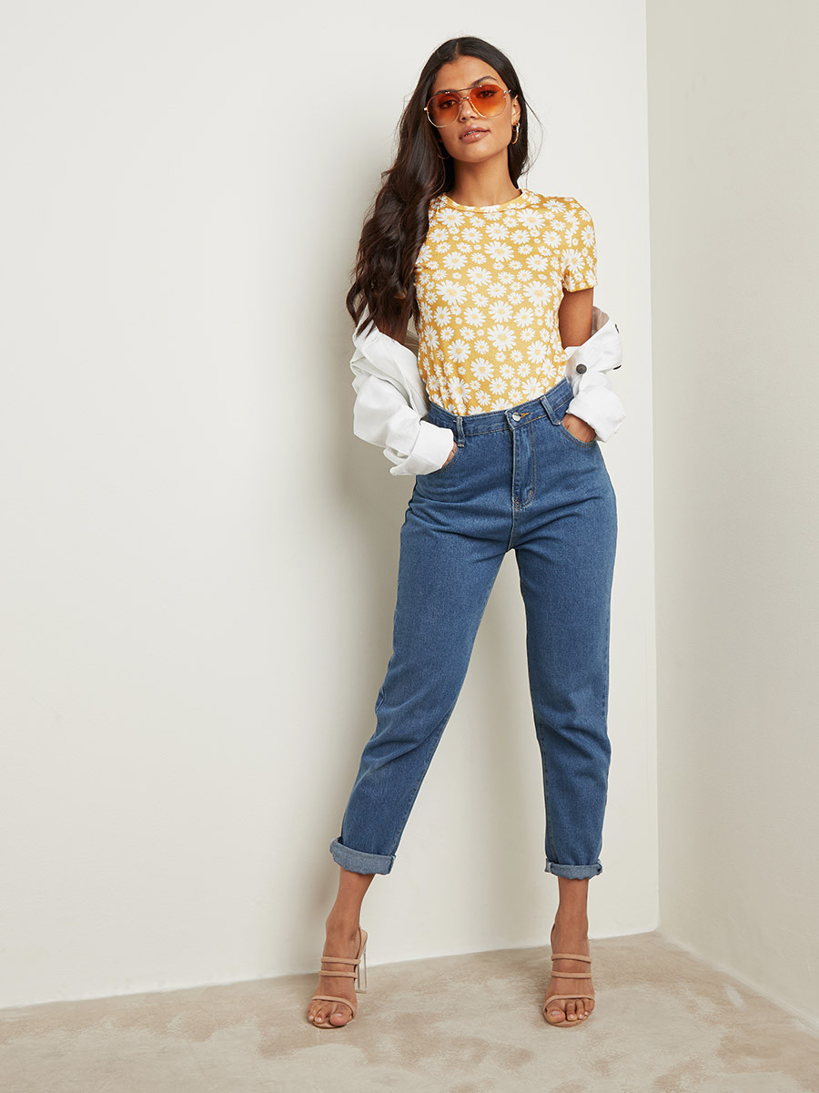 Styli Floral Printed Round Neck Slim Fit T-shirt-women-clothing-tshirts-image-4