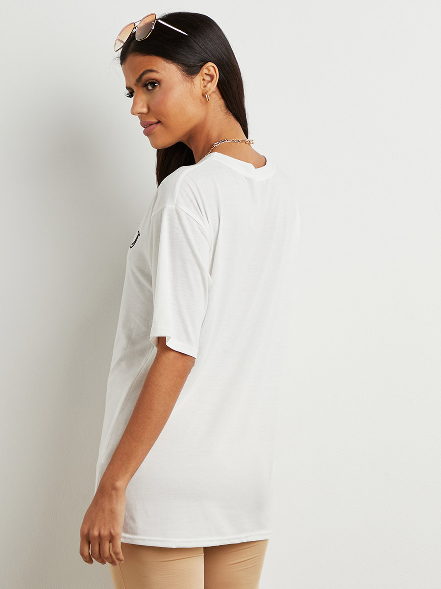 Styli Smiley Printed Round Neck Oversized T-shirt-women-clothing-tshirts-image-3