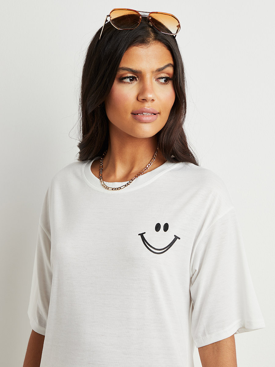 Styli Smiley Printed Round Neck Oversized T-shirt-women-clothing-tshirts-image-4