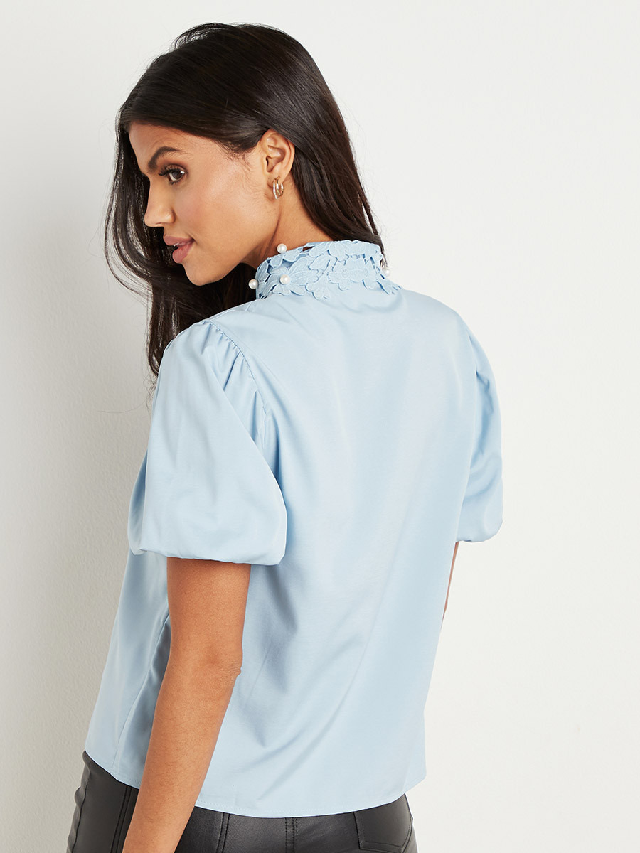 بلوزة بتفاصيل دانتيل وأكمام قصيرة من ستايلي-women-clothing-shirtsandblouses-blouses-image-4