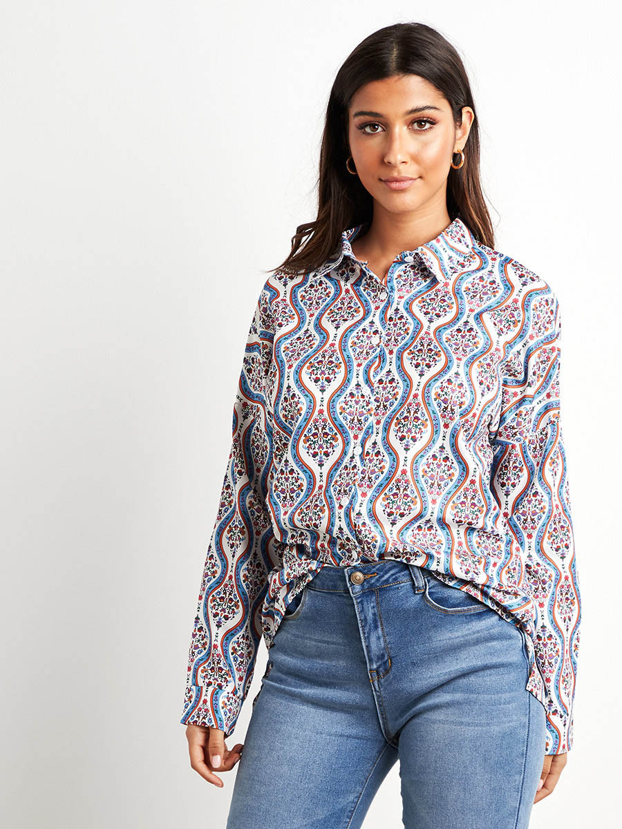 قميص مطبوع بقصة واسعة من ستايلي-women-clothing-shirtsandblouses-blouses-image-1