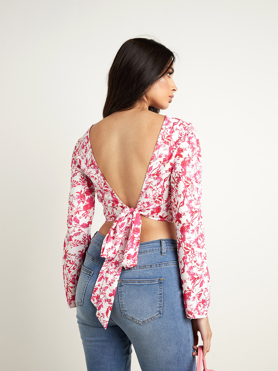 Styli Floral Print Crop Top with Back Tie Up Hem-women-clothing-shirtsandblouses-blouses-image-3