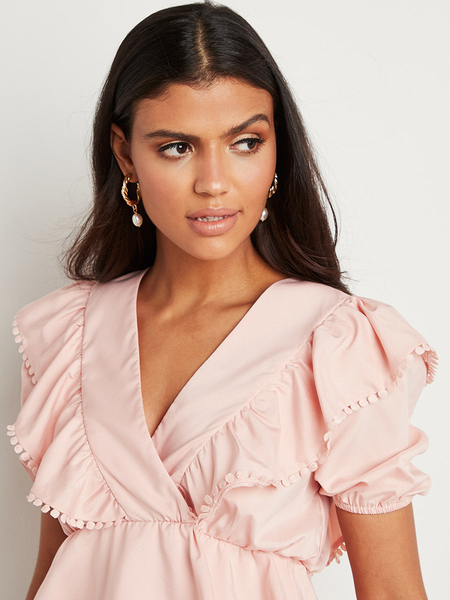 Styli Embroidered Trim Layered Top with V Neck-women-clothing-shirtsandblouses-blouses-image-4