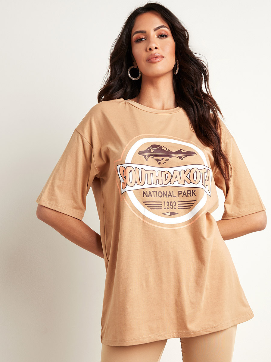 تيشيرت مطبوع بقصة واسعة من ستايلي-women-clothing-tshirts-image-1