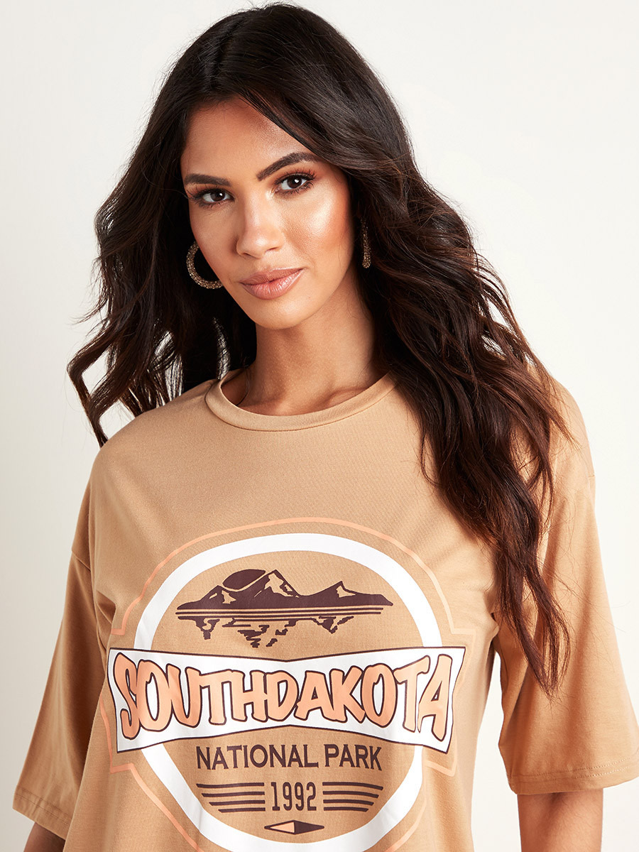 تيشيرت مطبوع بقصة واسعة من ستايلي-women-clothing-tshirts-image-4