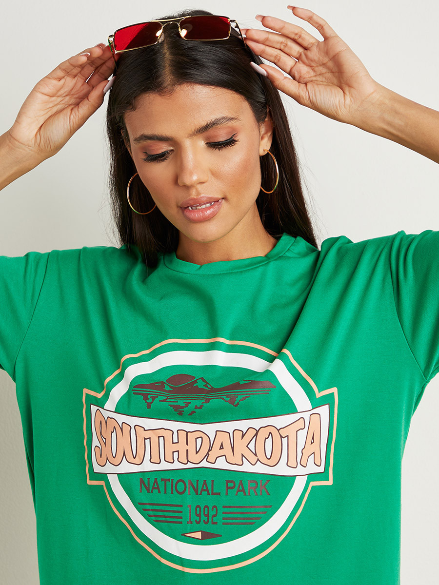 تيشيرت مطبوع بقصة واسعة من ستايلي-women-clothing-tshirts-image-2