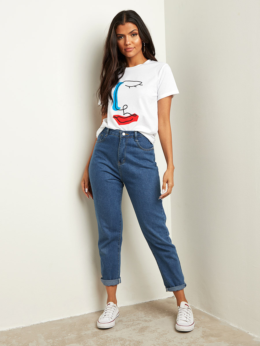 تيشيرت مطبوع بأكمام قصيرة من ستايلي-women-clothing-tshirts-image-2