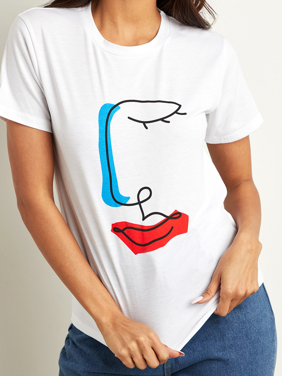 تيشيرت مطبوع بأكمام قصيرة من ستايلي-women-clothing-tshirts-image-4