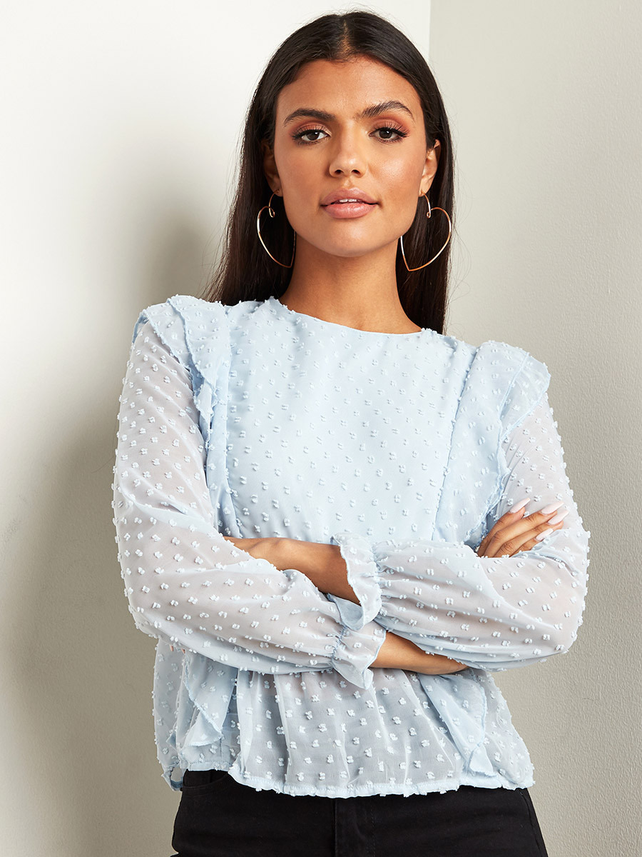 بلوزة بأكمام طويلة وكشكش من ستايلي-women-clothing-shirtsandblouses-blouses-image-1