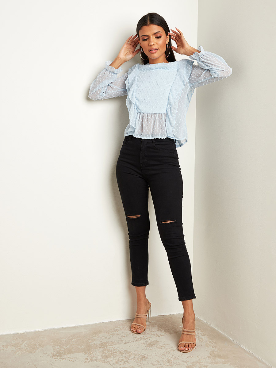 بلوزة بأكمام طويلة وكشكش من ستايلي-women-clothing-shirtsandblouses-blouses-image-2