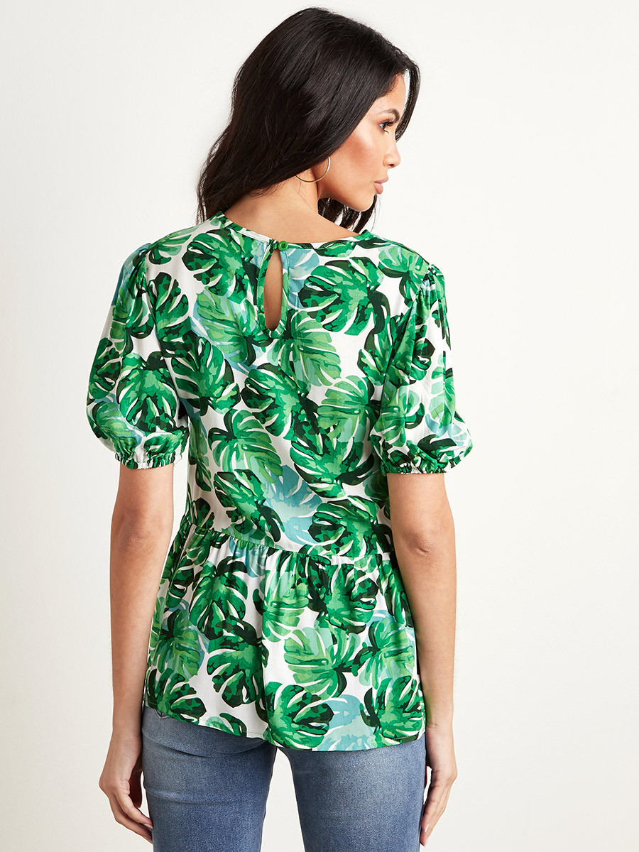 Styli Palm Printed Puff Sleeves Smock Top-women-clothing-shirtsandblouses-blouses-image-2