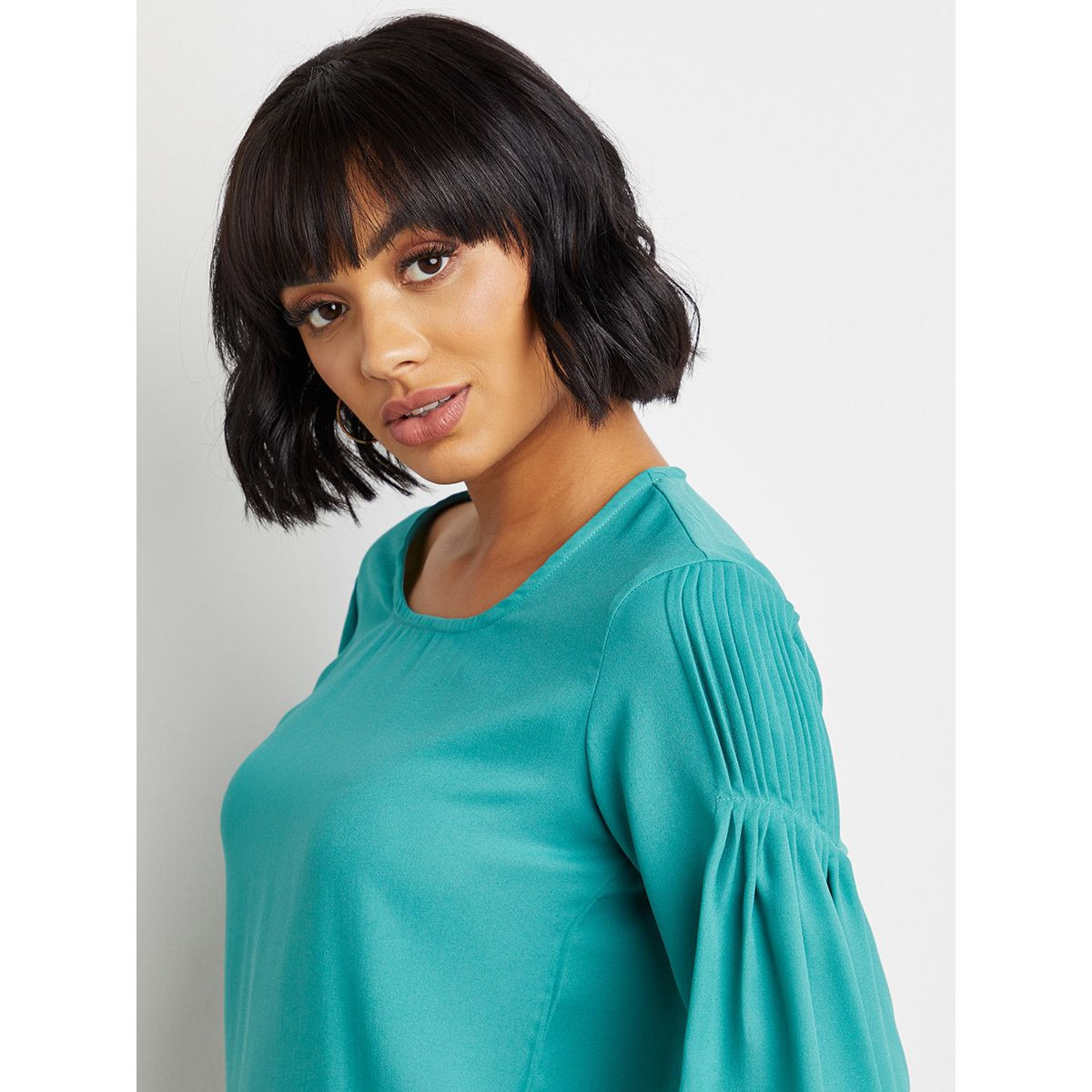 بلوزة سادة بأكمام منفوخة من ستايلي-women-clothing-shirtsandblouses-blouses-image-3