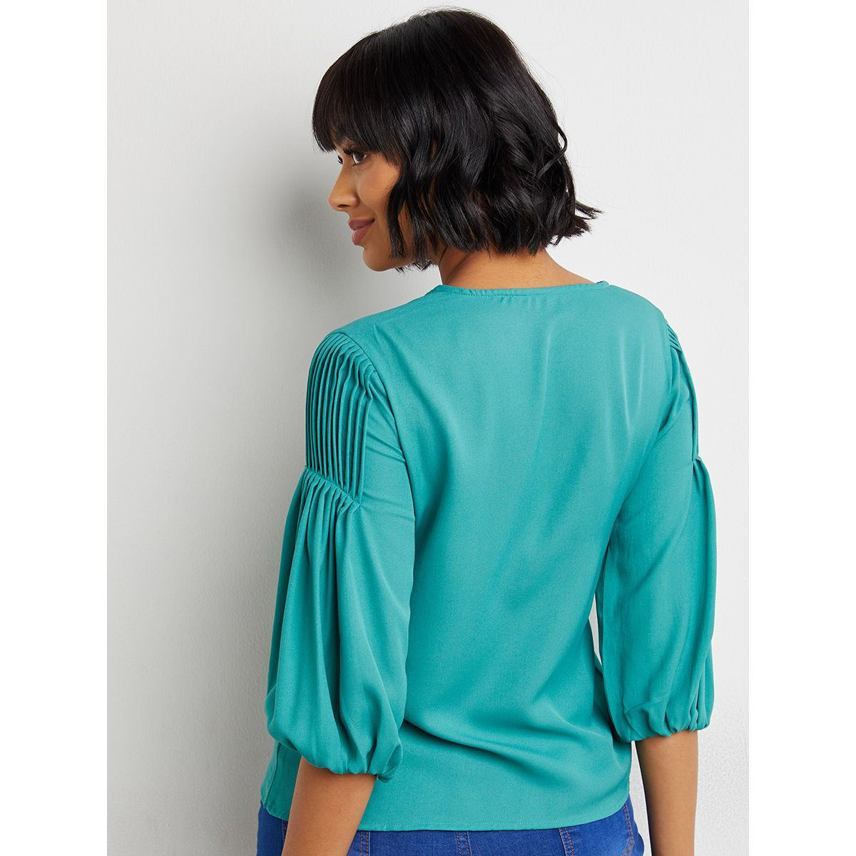 بلوزة سادة بأكمام منفوخة من ستايلي-women-clothing-shirtsandblouses-blouses-image-5