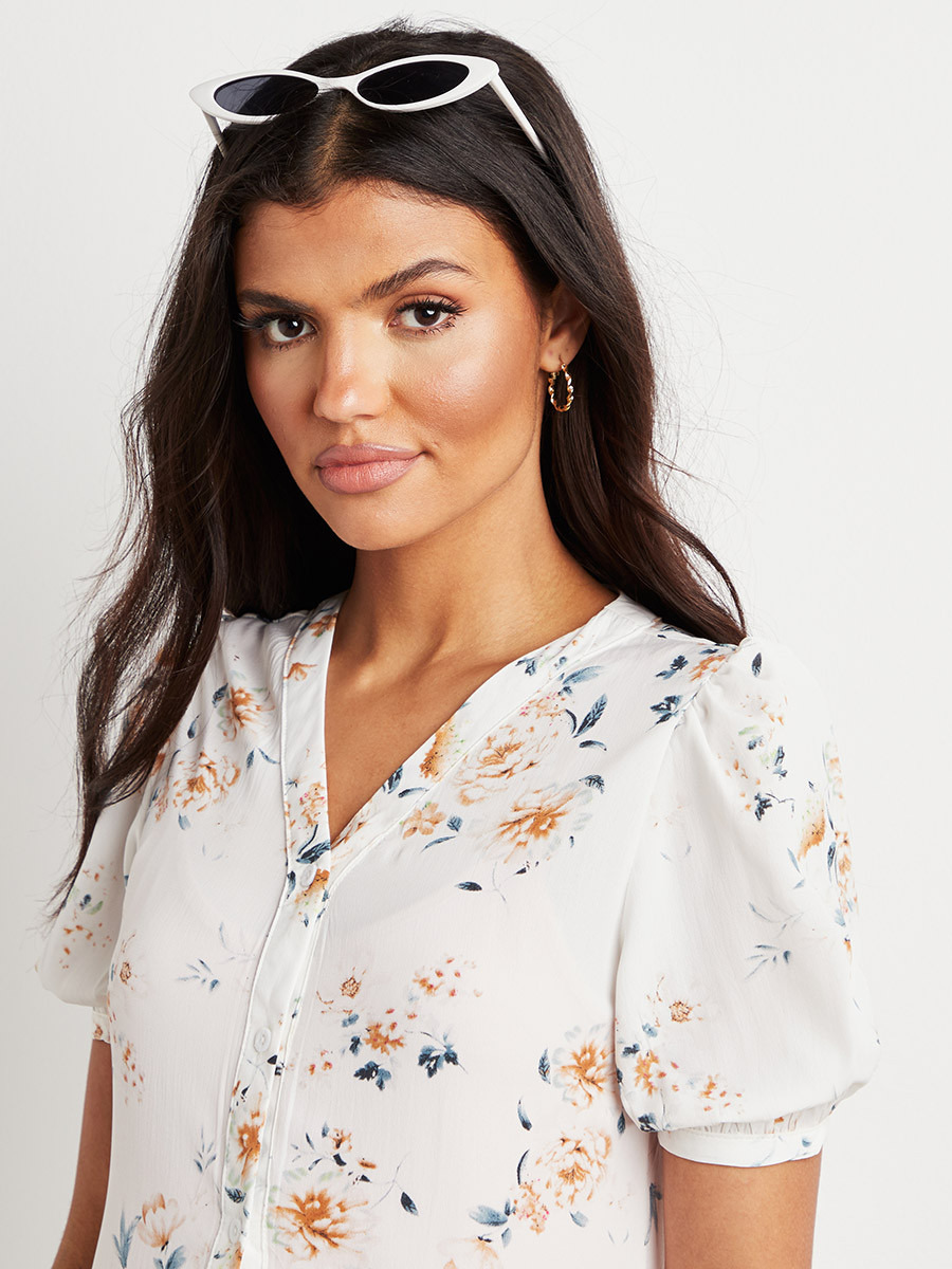 بلوزة طويلة مطبوعة بأكمام قصيرة من ستايلي-women-clothing-shirtsandblouses-blouses-image-3