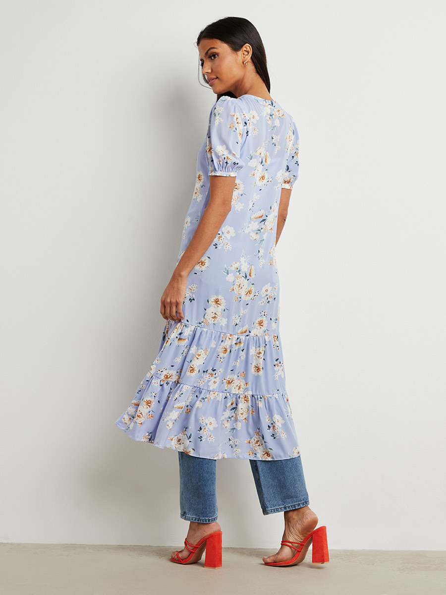 بلوزة طويلة مطبوعة بأكمام قصيرة من ستايلي-women-clothing-shirtsandblouses-blouses-image-4