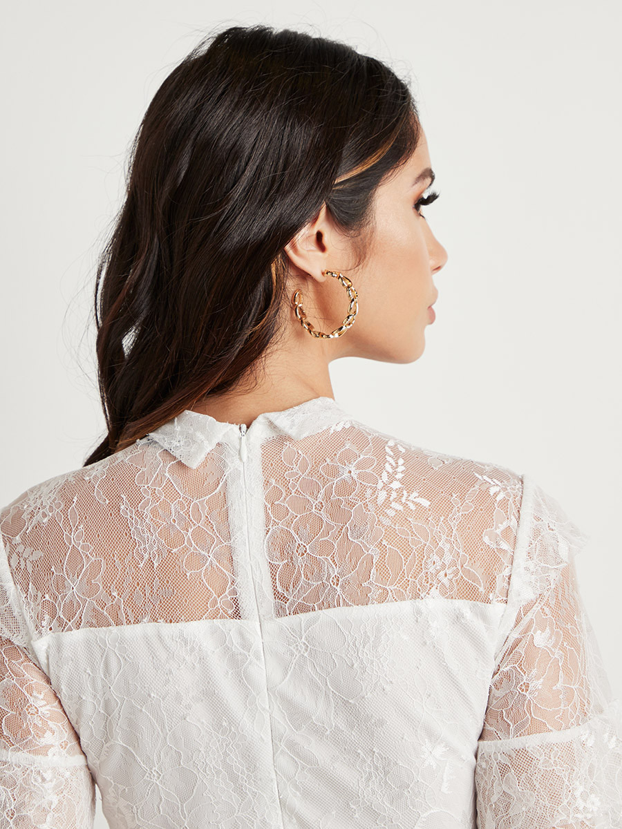 Styli Frill Sleeves Lace Peplum Top with Pussybow Neck-women-clothing-shirtsandblouses-blouses-image-5