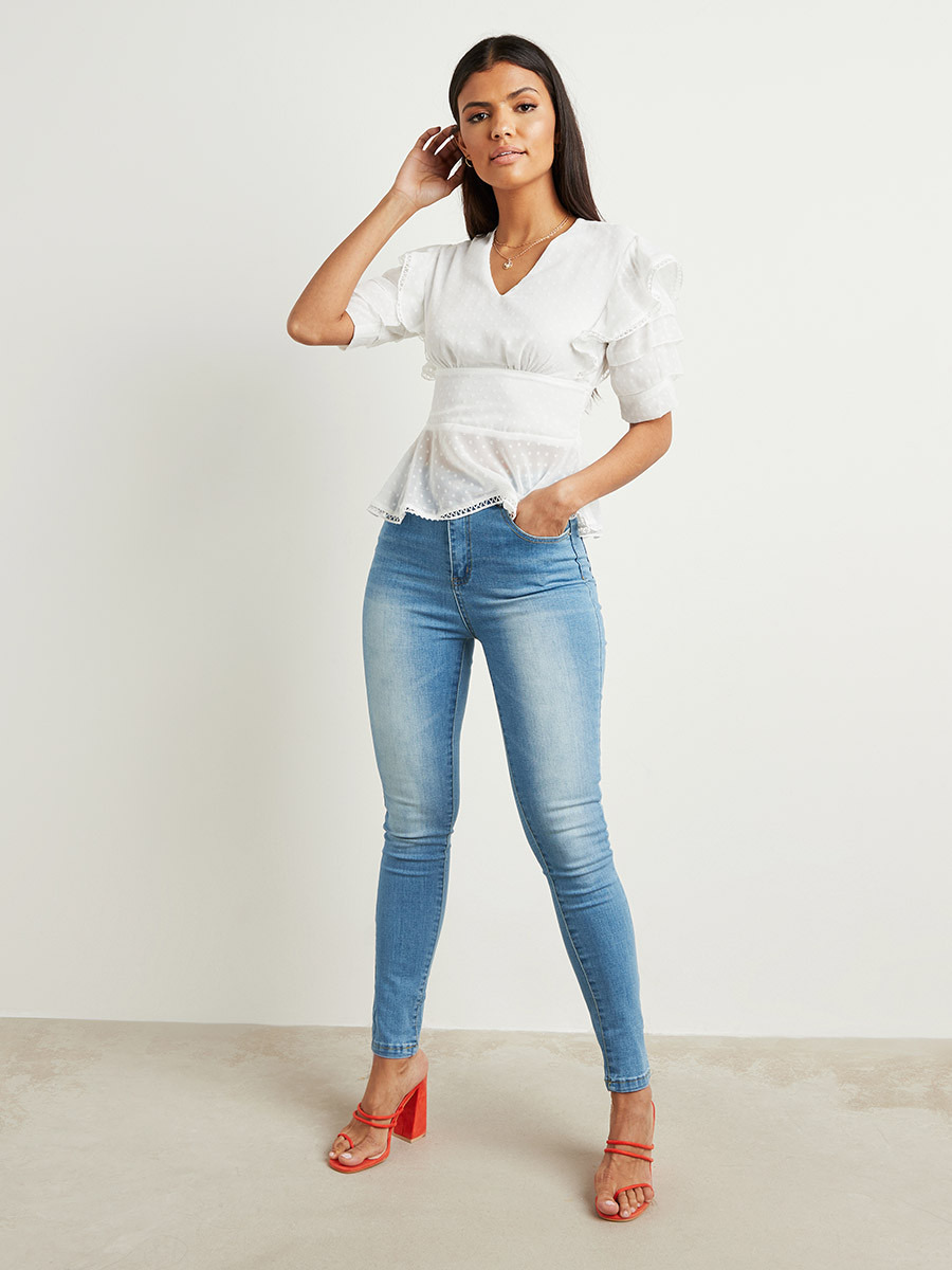 Styli Dobby Open Back Peplum Blouse-women-clothing-shirtsandblouses-blouses-image-2